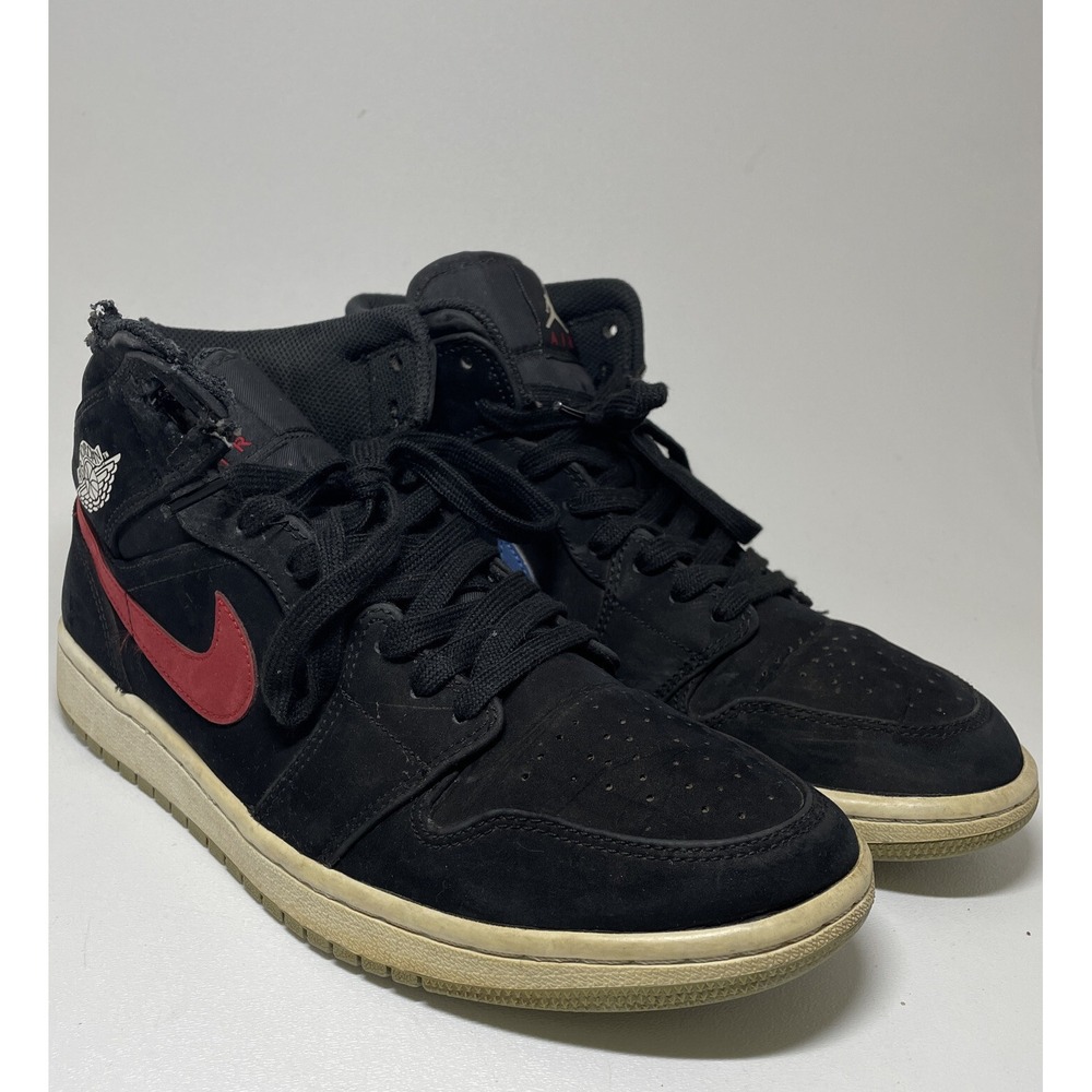 Nike AIR JORDAN 1 Mid Multi-Color Swoosh‎ Black Red Blue Mens Shoes Size 8.5
